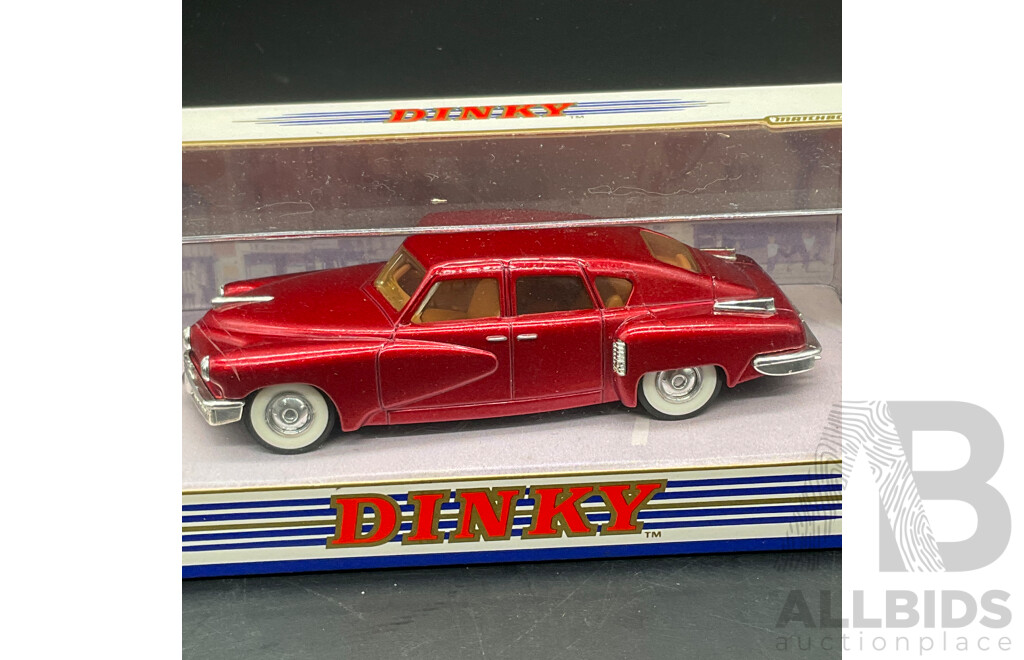 MATCHBOX DINKY 1:43 Scale Model Cars, Including 1948 Tucker Torpedo (DY-11), 1967 Ford Mustang Fast Back (DY-16), 1955 Ford Thunderbird (DY-31) and 1953 Buick Skylark (DY-29) - Lot of 4