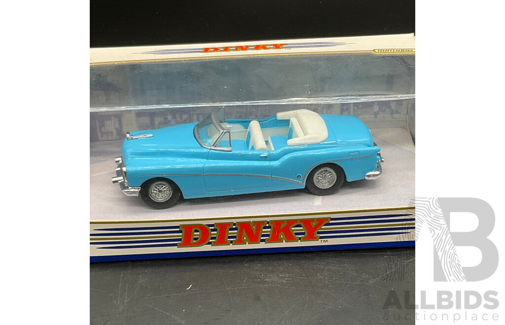 MATCHBOX DINKY 1:43 Scale Model Cars, Including 1948 Tucker Torpedo (DY-11), 1967 Ford Mustang Fast Back (DY-16), 1955 Ford Thunderbird (DY-31) and 1953 Buick Skylark (DY-29) - Lot of 4