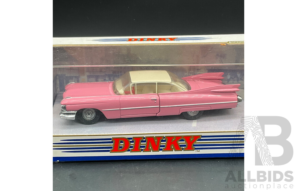 MATCHBOX DINKY 1:43 Scale Model Cars, Including 1956 Chevrolet Corvette (DY-23), Studebaker Golden Hawk (DY-26), 1959 Cadillac Coupe De Ville (DY7-8), 1957 Chevrolet Convertibla (DY-27) - Lot of 4