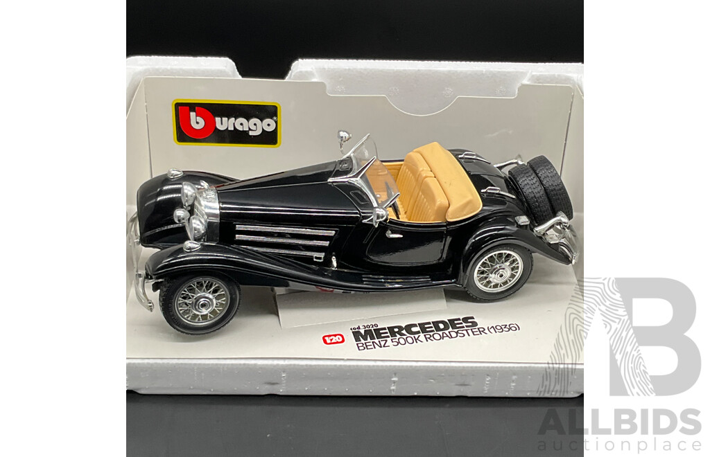 BURAGO Mercedes Benz 500K Roadster (1936) 1:18 Scale Model Car 3020