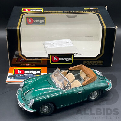 BURAGO Porsche 356B Cabriolet (1961) 1:18 Scale Model Car 3051