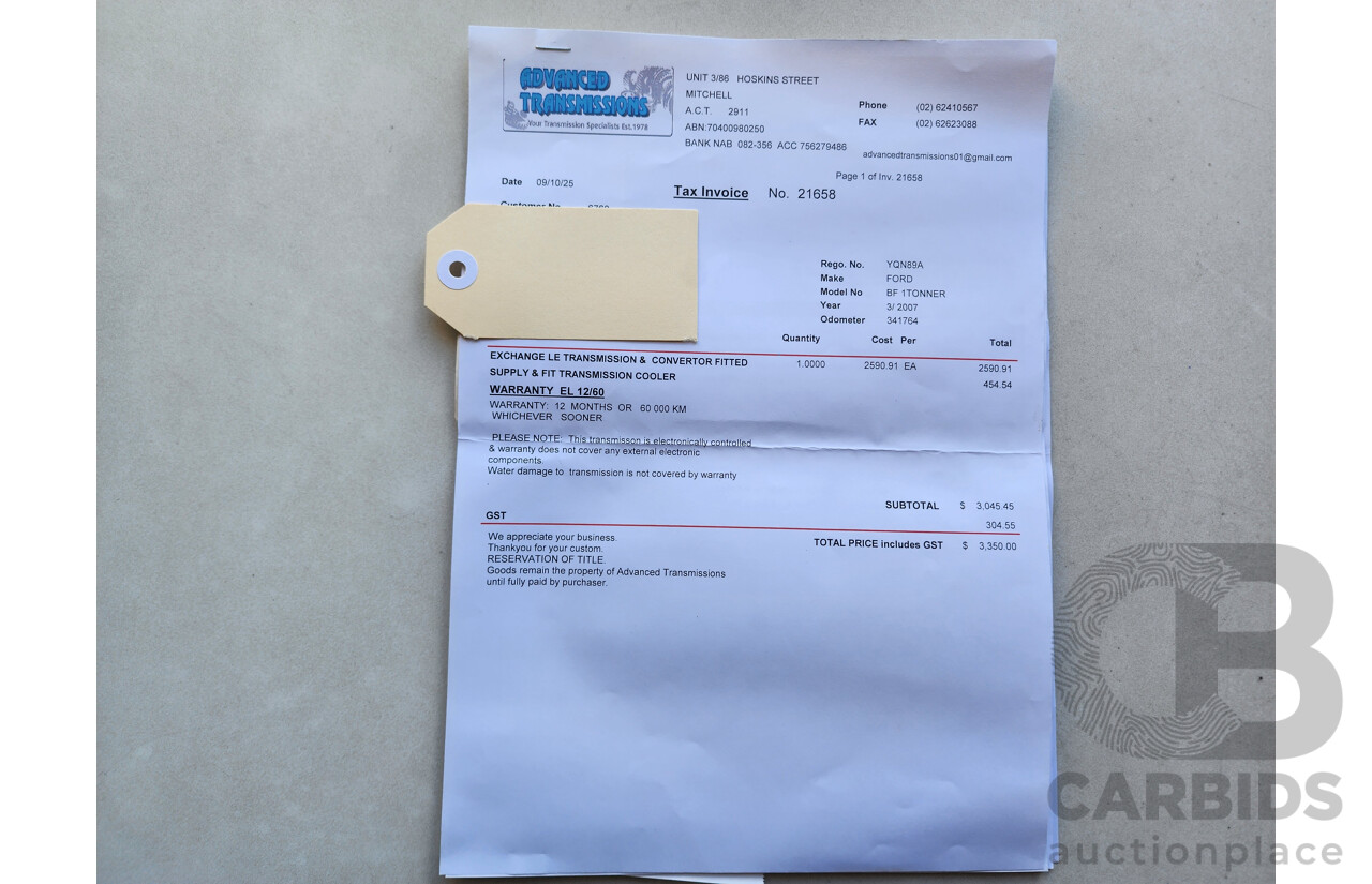 03/2007 Ford Falcon XL (lpg) BF MKII Utility White 4.0L