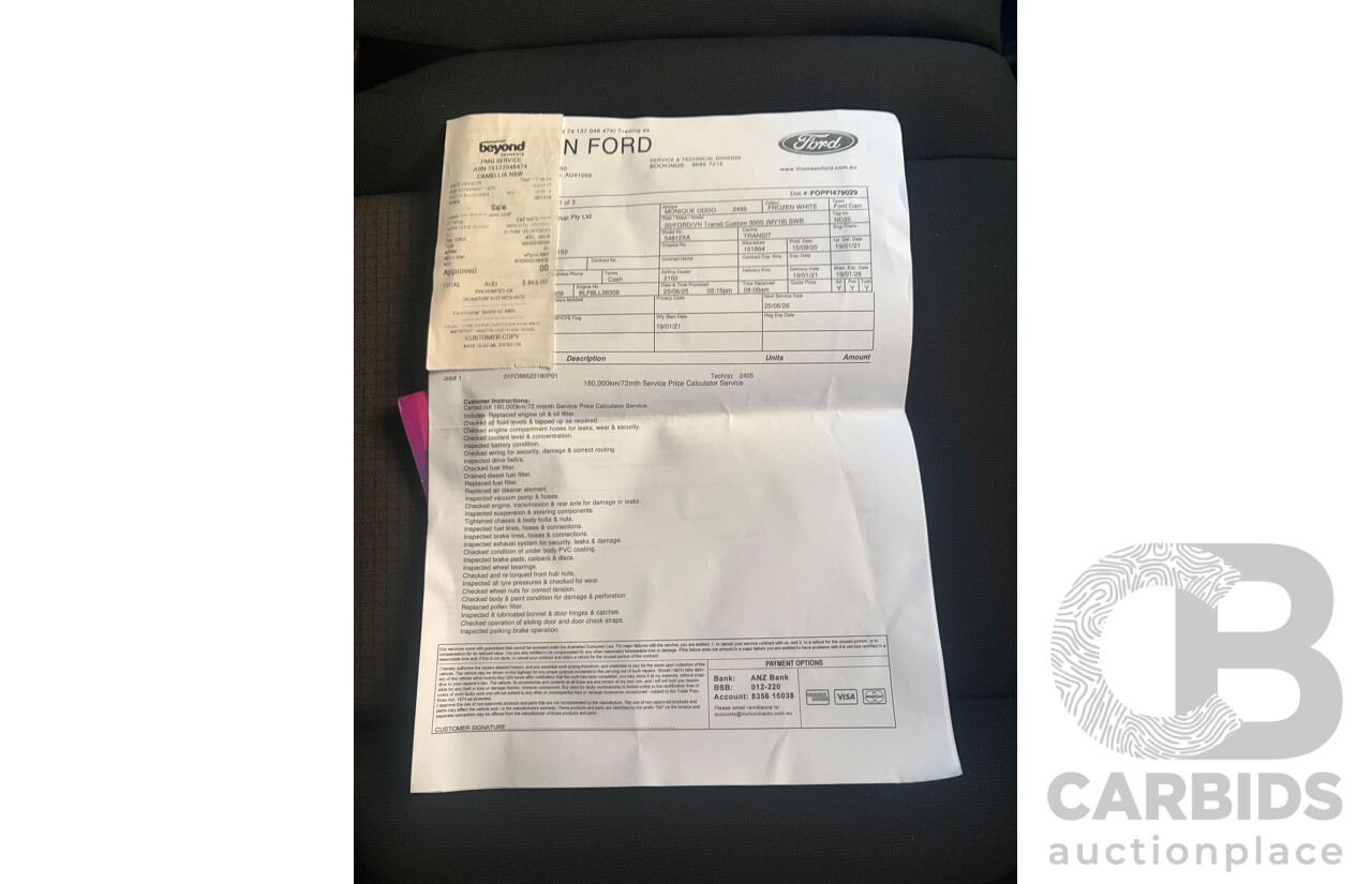 11/2020 Ford Transit Custom 340S (SWB) VN MY21.25 Van White Turbo Diesel 2.0L