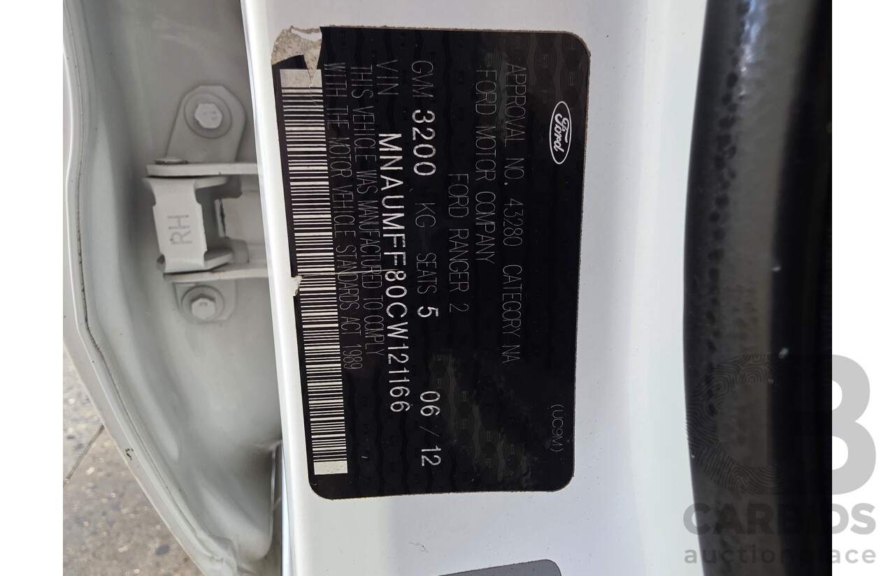 06/2012 Ford Ranger XL (4x4) PX Crew Cab Utility White 2.2L
