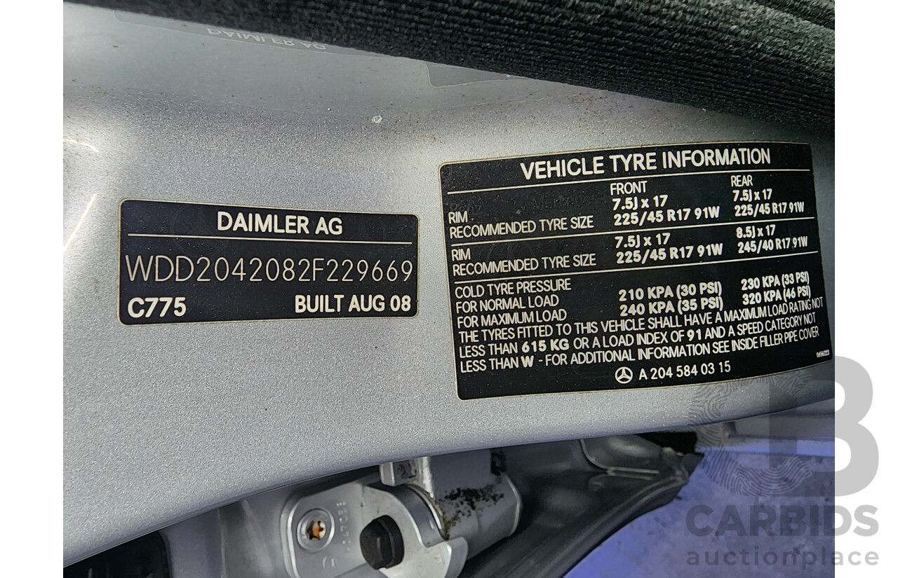 09/2008 Mercedes-Benz C220 CDI Classic (RWD) W204 4d Wagon Silver 2.1L