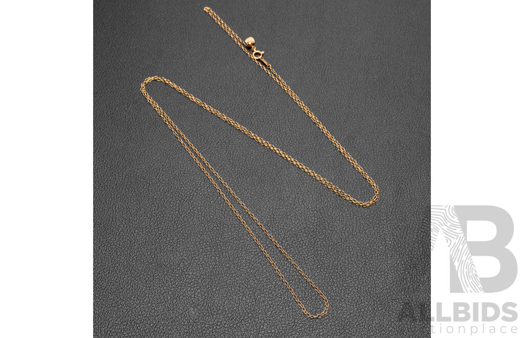 18ct Yellow Gold Fine Cable Link Adjustable Length Necklace