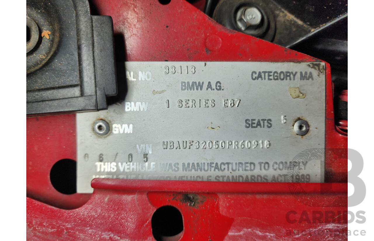 06/2005 Bmw 1 18i E87 5d Hatchback Red 2.0L