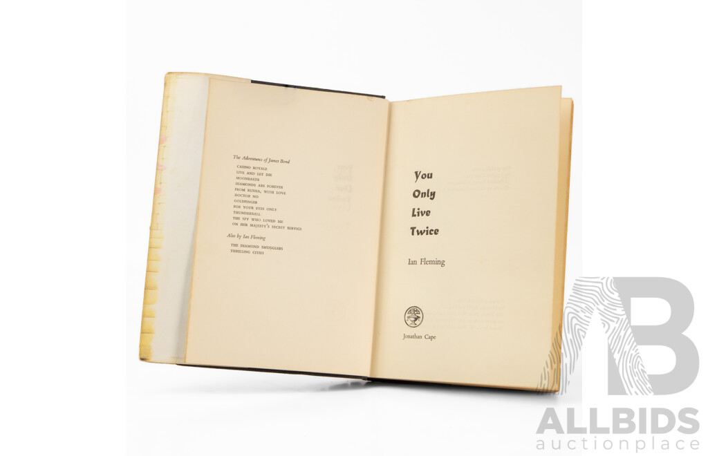 Ian Fleming (20th Century, British, 1908-1964) You Only Live Twice (James Bond), Rare First Edition Hard Cover with Original Dust Jacket (1964)