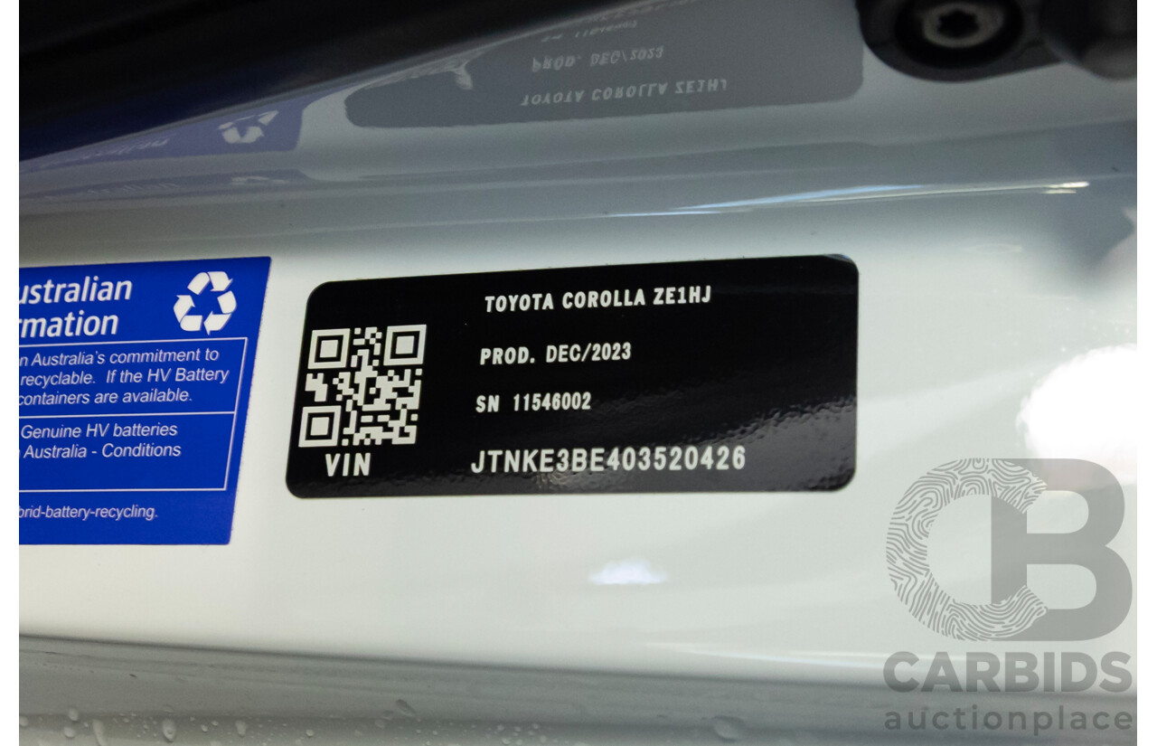 01/2024 Toyota Corolla Ascent Sport Hybrid ZWE219R 5D Hatchback White 1.8L