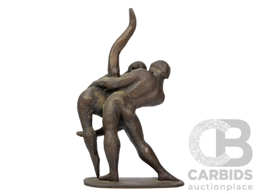 Large Cast Bronze of a Dancing Couple