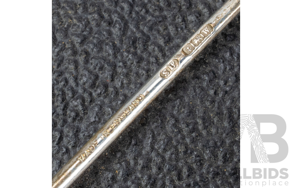 Antique Sterling Silver Demitasse Coffee Bean Spoon Set, Birmingham, William Suckling Ltd, 1921