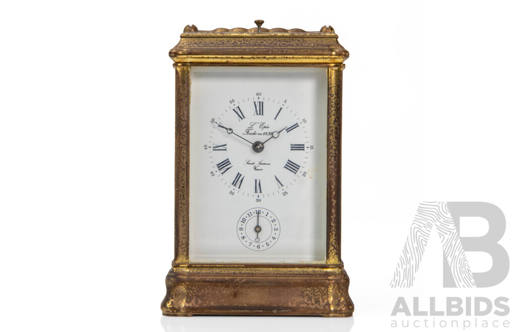 Vintage L’Épée 1839 Brass Carriage Clock
