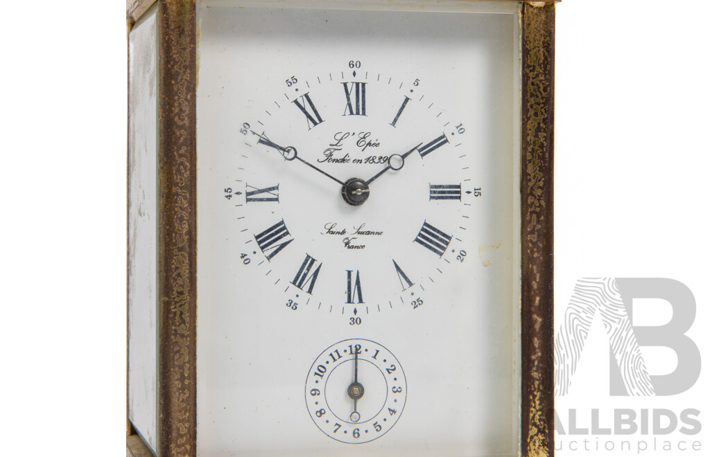 Vintage L’Épée 1839 Brass Carriage Clock
