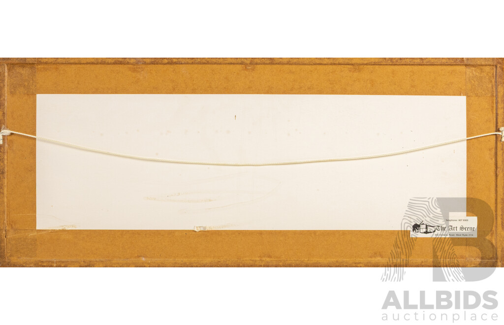 Artist Unknown (20th Century, Japanese School), Samurai with Horses, Original Miniature Folding Screen [Byobu], Reproduction Print with Gold Leaf on Fabric Panels, 26H x 62W cm (frame)