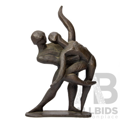 Large Cast Bronze of a Dancing Couple