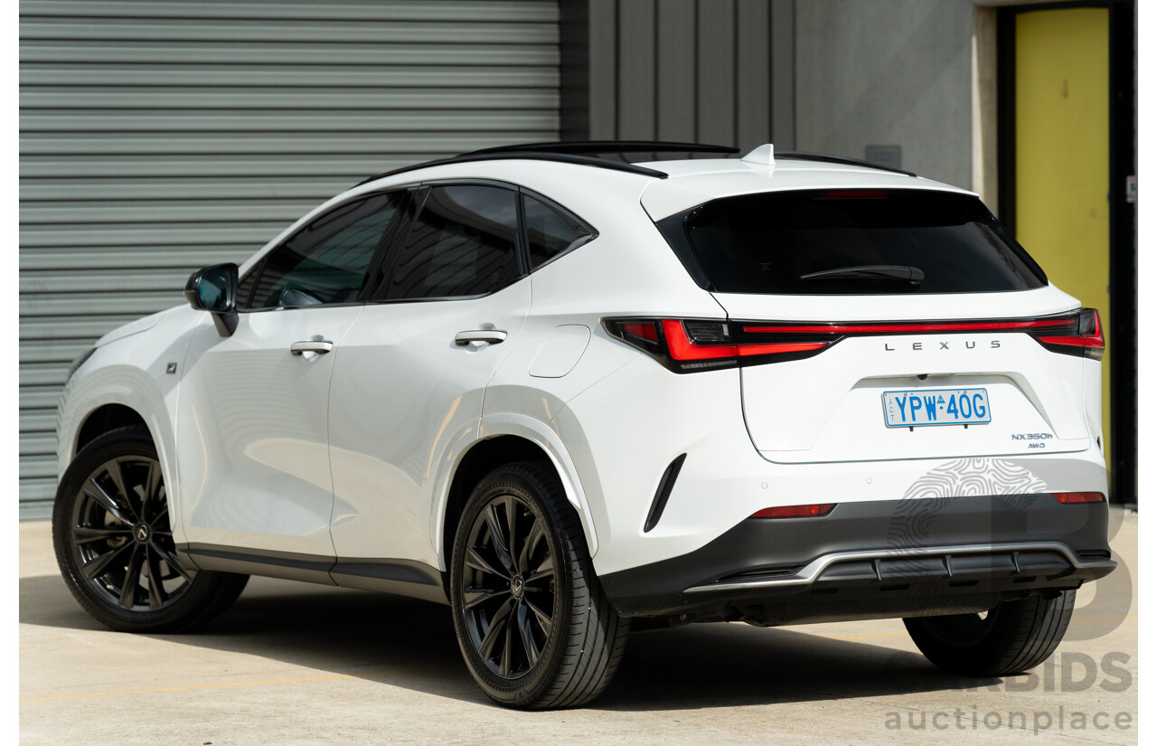 1/2022 Lexus NX350h F Sport (AWD) AAZH25R 4d Wagon Ultra White 2.5L - Hybrid