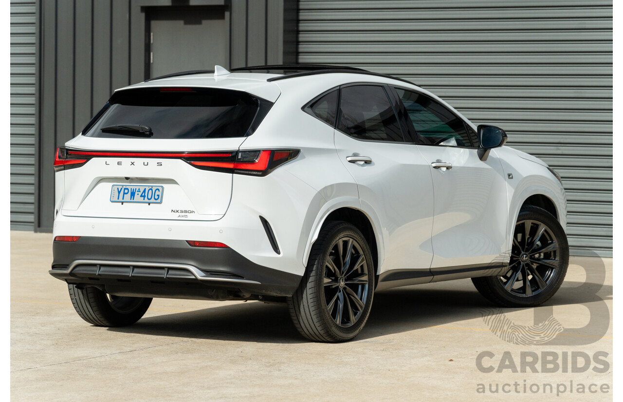 1/2022 Lexus NX350h F Sport (AWD) AAZH25R 4d Wagon Ultra White 2.5L - Hybrid