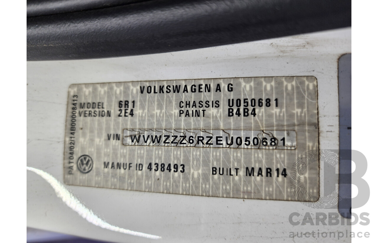 05/2014 Volkswagen Polo Trendline 6R MY14 5d Hatchback White 1.4L