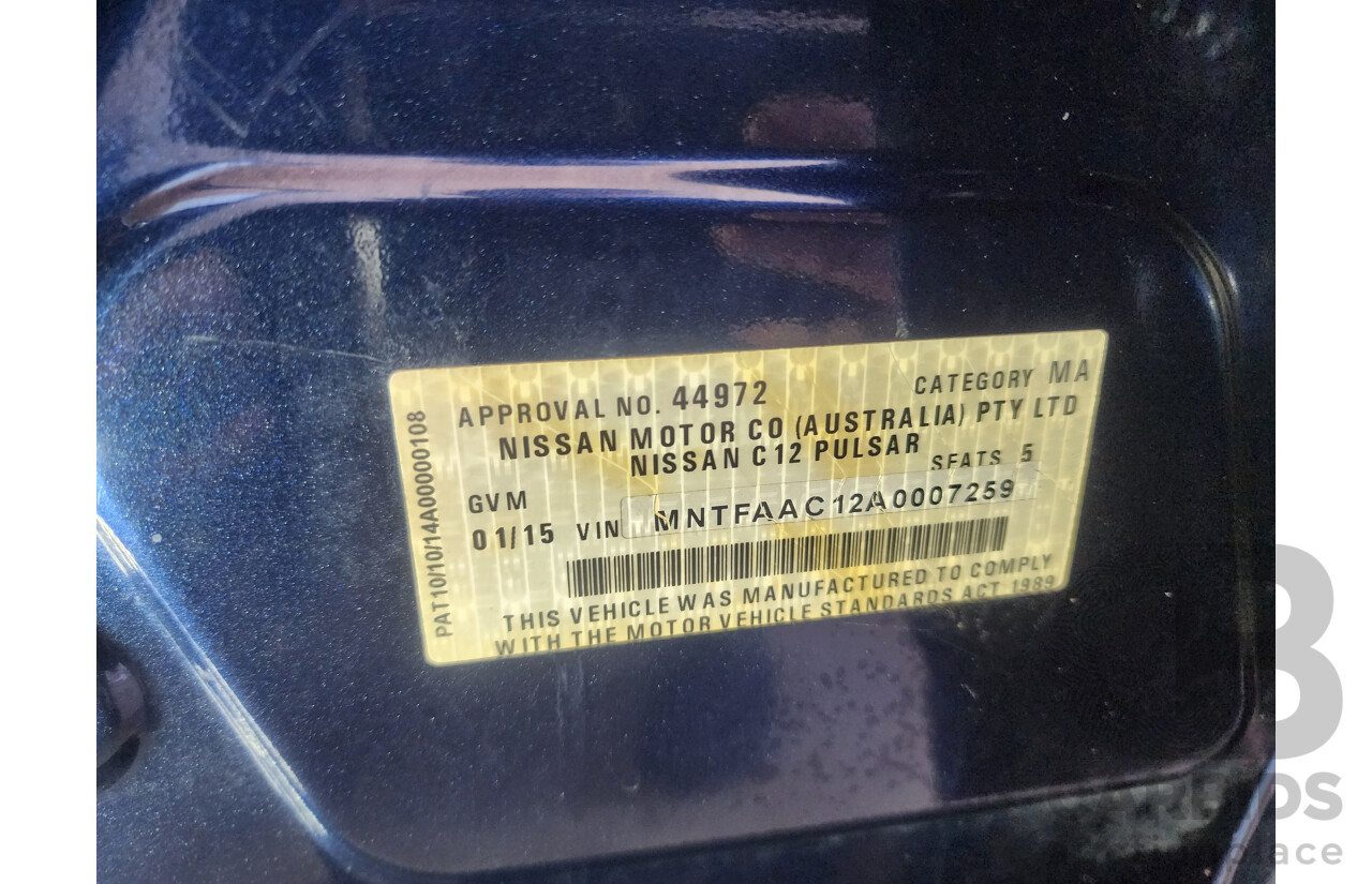 01/2015 Nissan Pulsar ST C12 SERIES 2 5d Hatchback Blue 1.8L