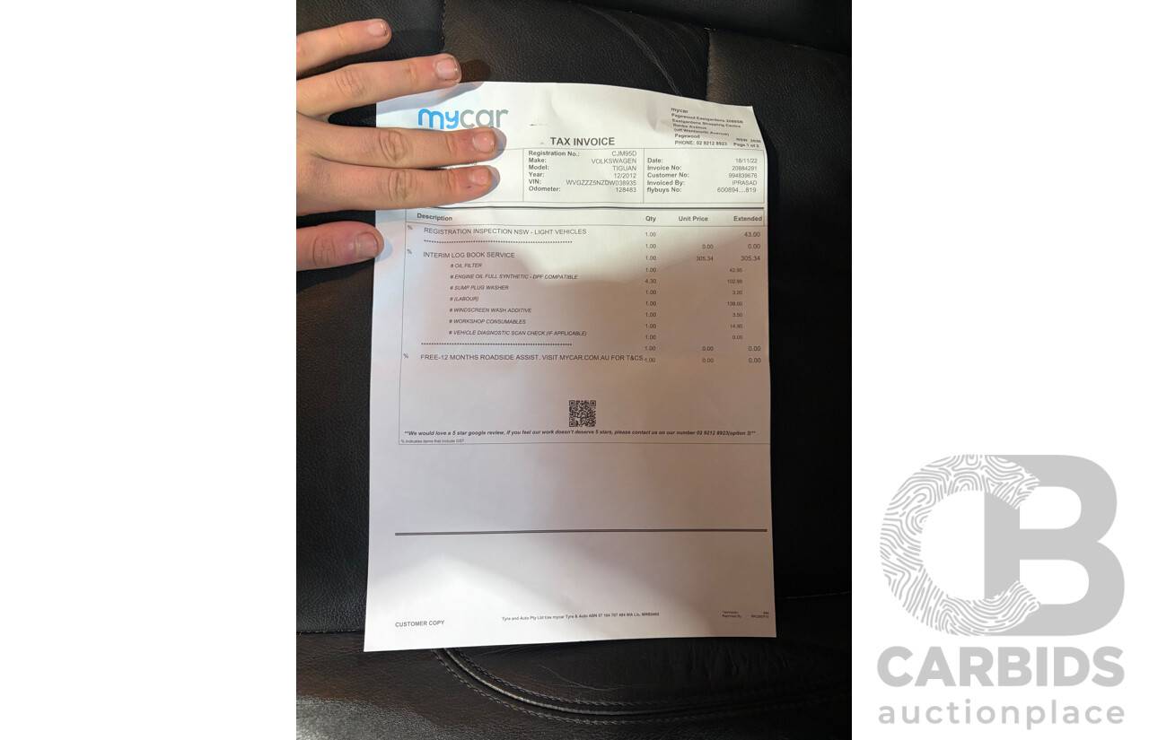 12/2012 Volkswagen Tiguan 103 TDI (AWD) 5NC MY13 4d Wagon Black Turbo Diesel 2.0L