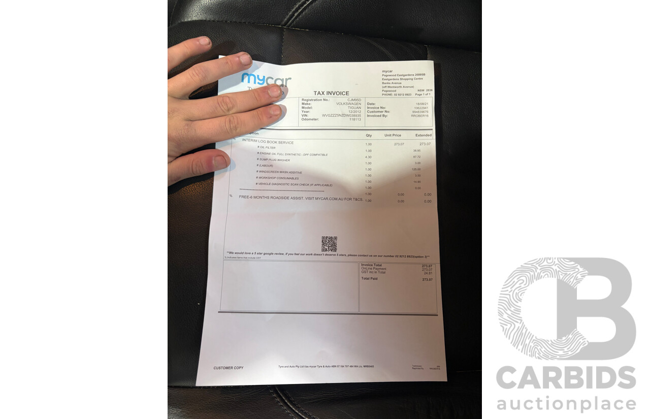 12/2012 Volkswagen Tiguan 103 TDI (AWD) 5NC MY13 4d Wagon Black Turbo Diesel 2.0L