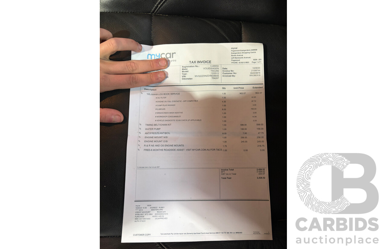 12/2012 Volkswagen Tiguan 103 TDI (AWD) 5NC MY13 4d Wagon Black Turbo Diesel 2.0L