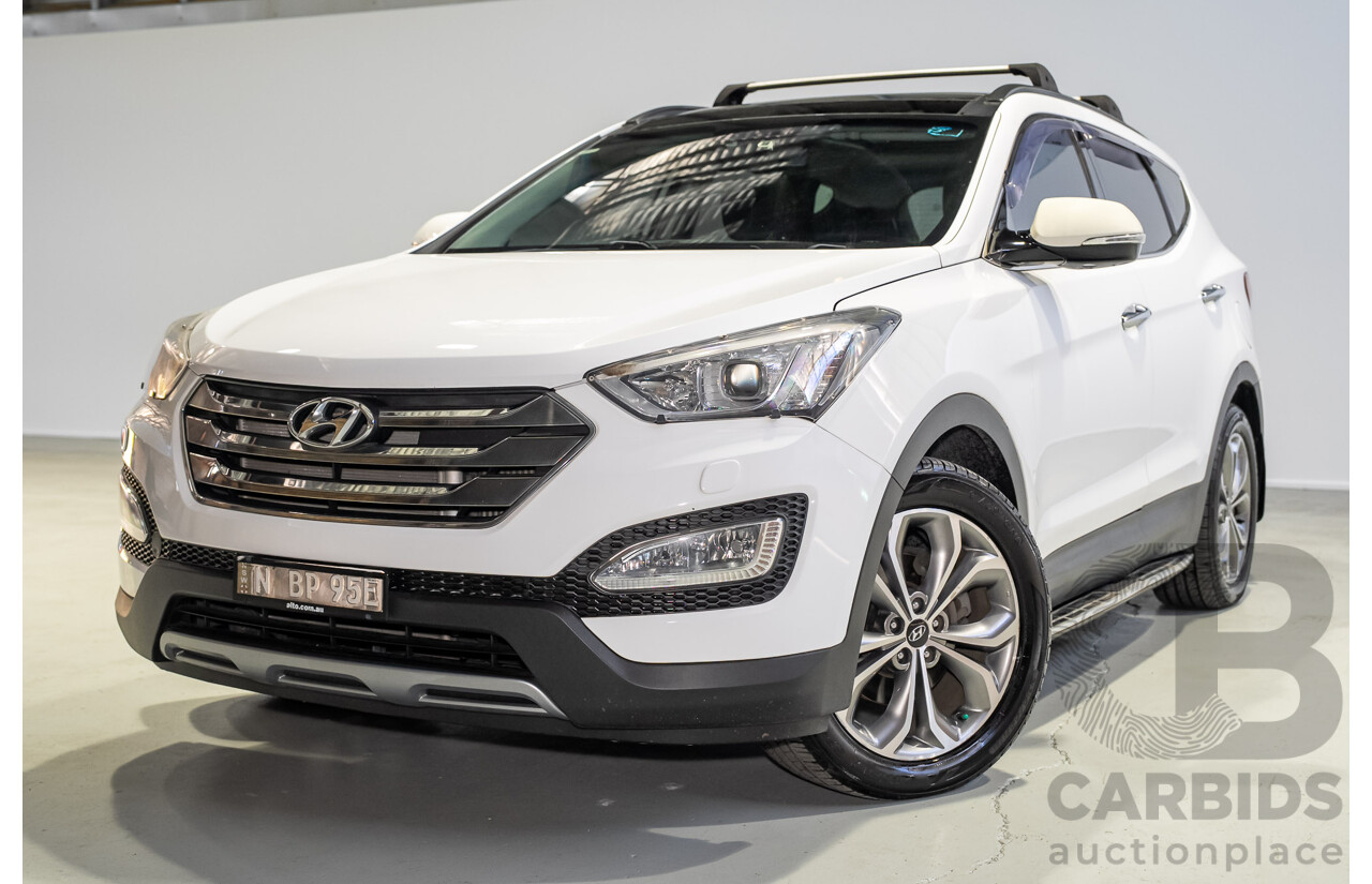 05/2014 Hyundai Santa Fe Highlander CRDi (4x4) DM 4d Wagon Pure White Metallic Turbo Diesel 2.2L