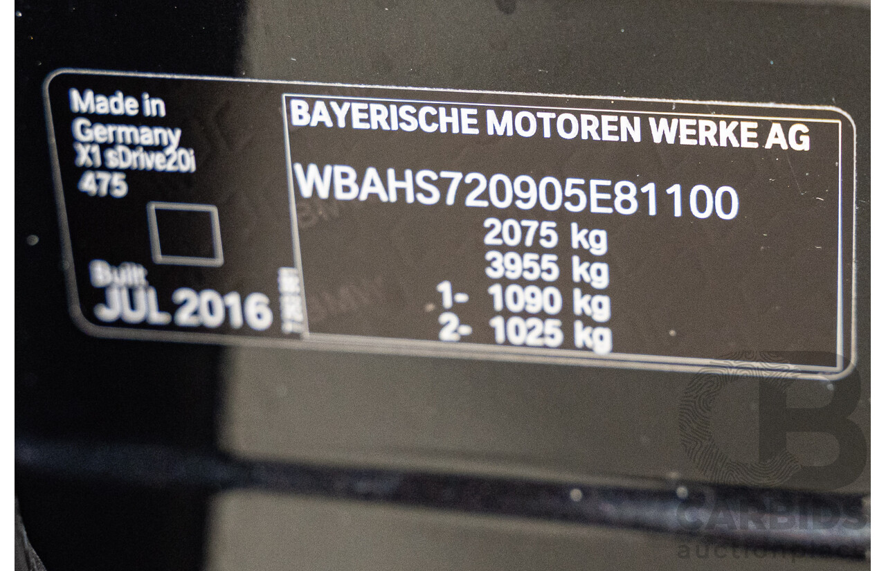 09/2016 BMW X1 sDrive 20i M-Sport Pack F48 MY17 4D Wagon Black Sapphire Metallic Turbo 2.0L