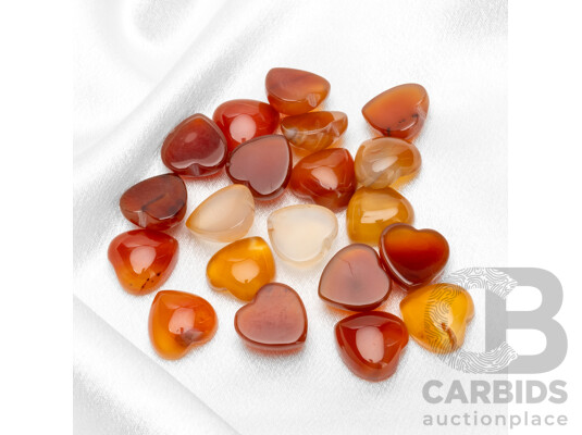 Heart Cut Cabochon Australian Agate in a Range of Shades - Lot of 20