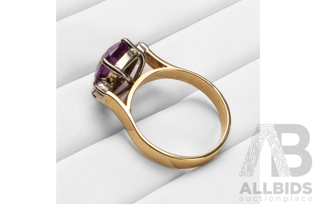 Handmade 18ct Yellow Gold Created Sapphire & Cubic Zirconia Trilogy Ring with Valuation - Size N