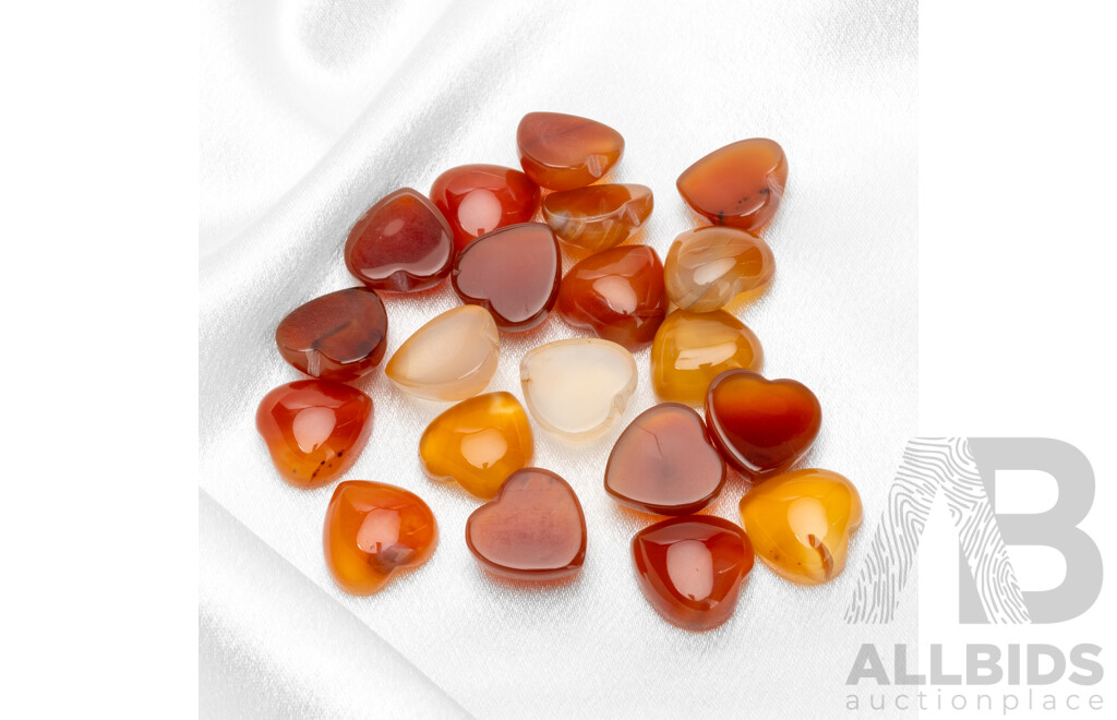 Heart Cut Cabochon Australian Agate in a Range of Shades - Lot of 20