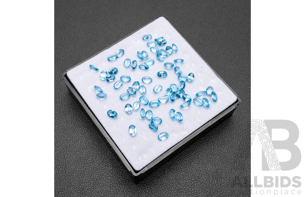 34.20cts of Oval Cut Natural Swiss Blue Topaz Bundle - Lot of 56