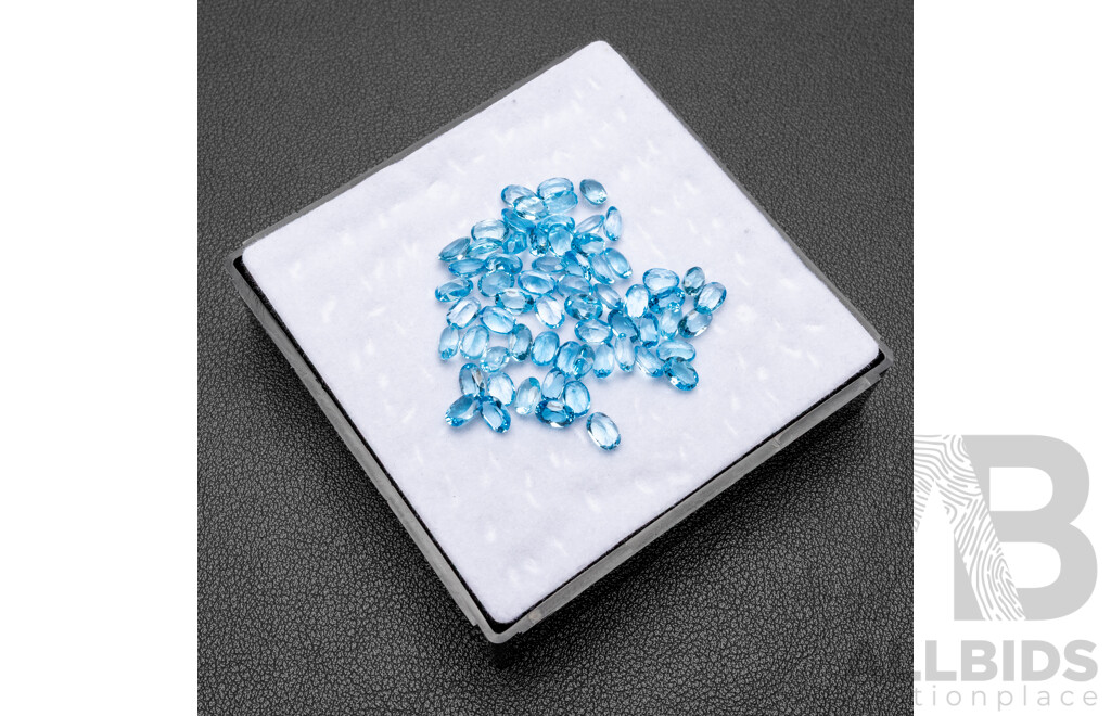 34.20cts of Oval Cut Natural Swiss Blue Topaz Bundle - Lot of 56