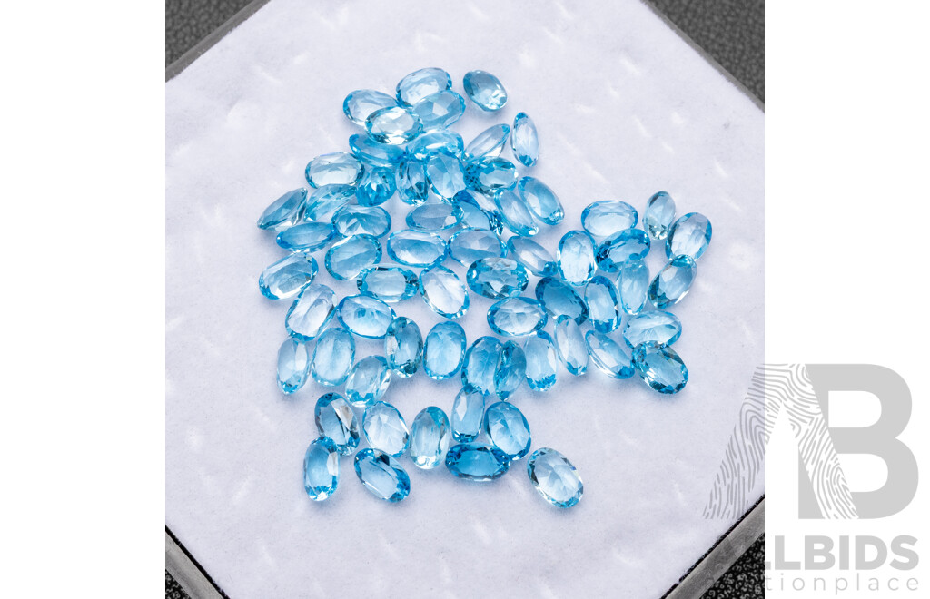 34.20cts of Oval Cut Natural Swiss Blue Topaz Bundle - Lot of 56