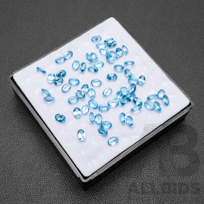 34.20cts of Oval Cut Natural Swiss Blue Topaz Bundle - Lot of 56