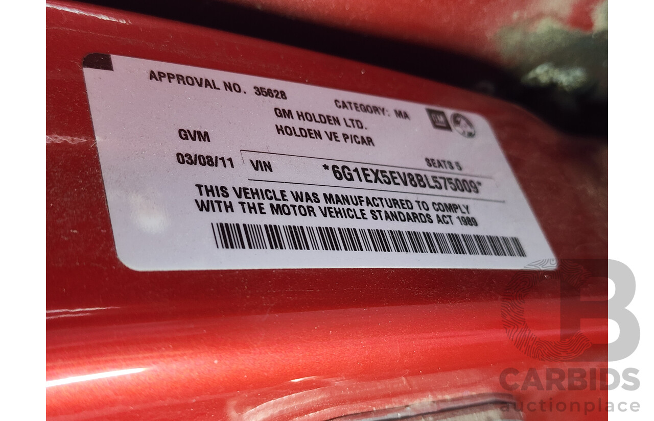 08/2011 Holden Calais  VE II 4d Sedan Red 3.6L