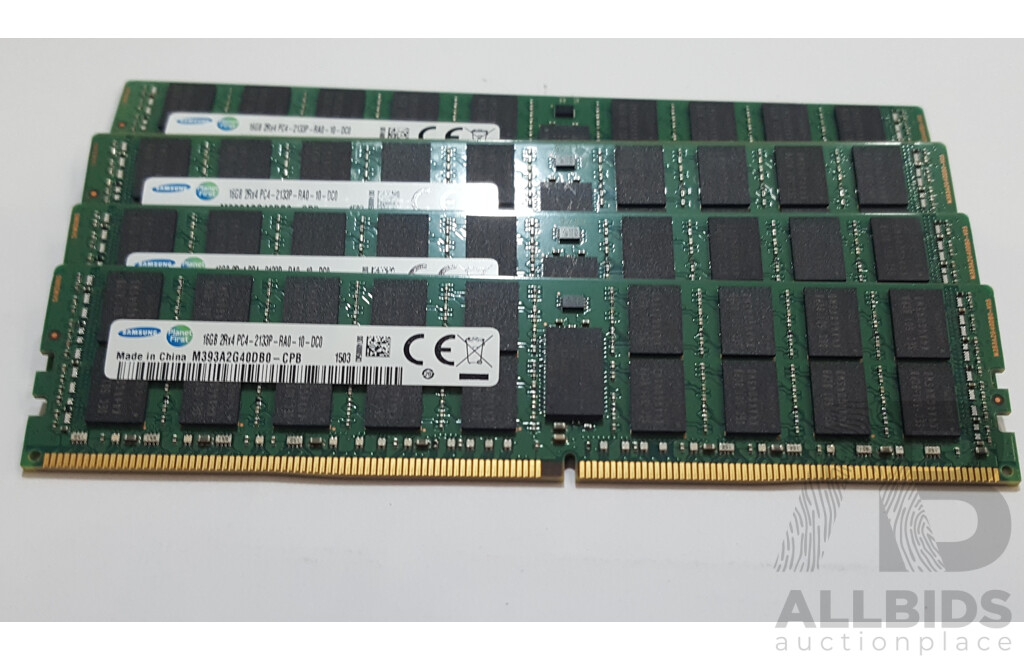 Samsung 16GB ECC DDR4 2133P RDIMM RAM - Lot of Four
