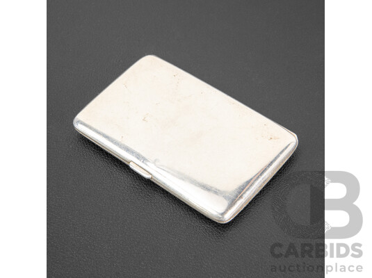 Vintage Silver Cigarette Case with Blue Enamel and Engraved Border .900