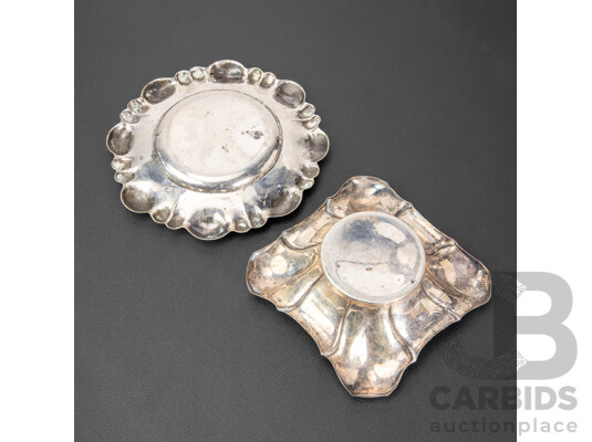 Two Austrian Silver Ornate Ashtrays