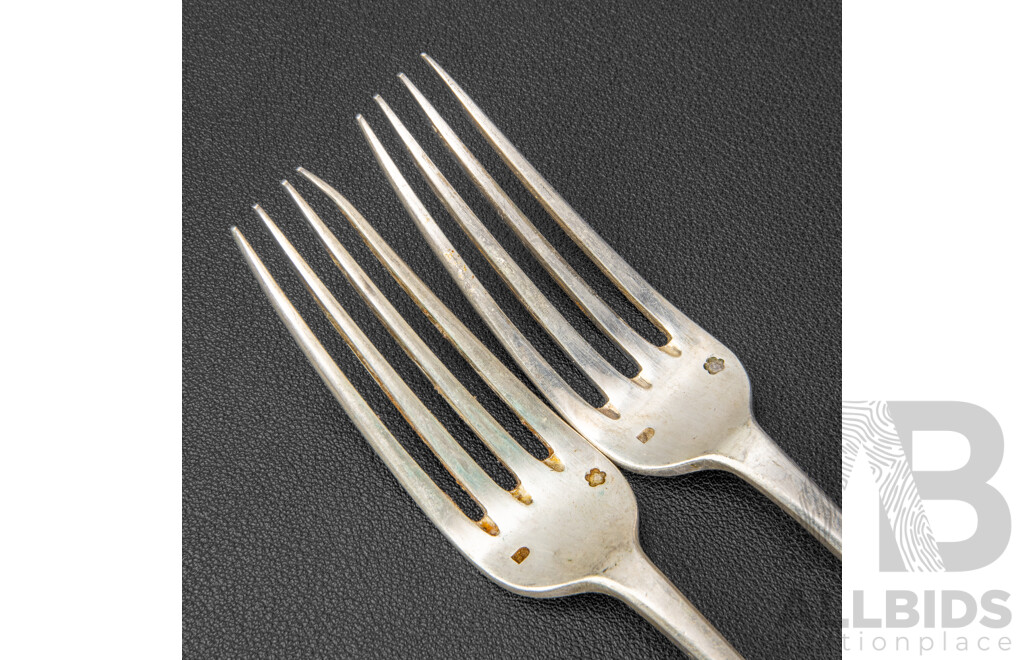 Ten Antique Austrian Silver Forks .800