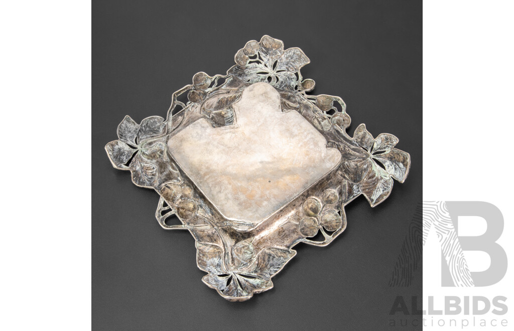 Austrian Silver Grapevine Repousse Dish