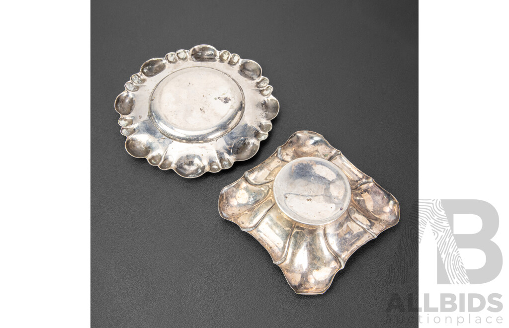 Two Austrian Silver Ornate Ashtrays