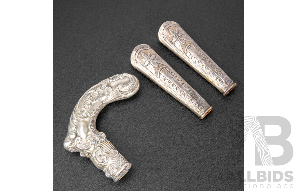 Vintage Silver Walking Cane and Cutlery Handles