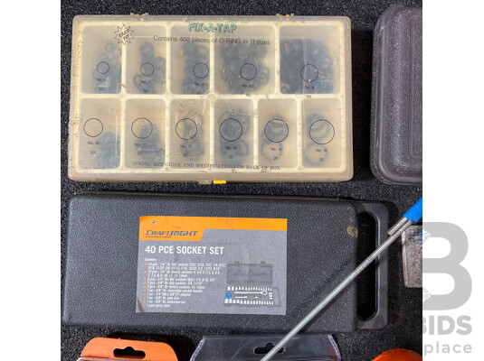 Assorted Household, Automotive and Electrical Tools and Repair Items, Including KLEIN TOOL Digital Multimeter, CRAFTRIGHT Socket Set and Others - Lot 9