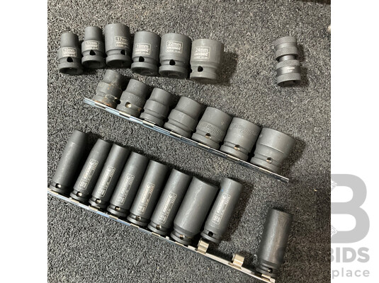 KINCROME and ToolPRO  Impact Sockets, Adjustable Torque Wrench and 1/2'' SQ AIR Impact Wrench - Lot of 3