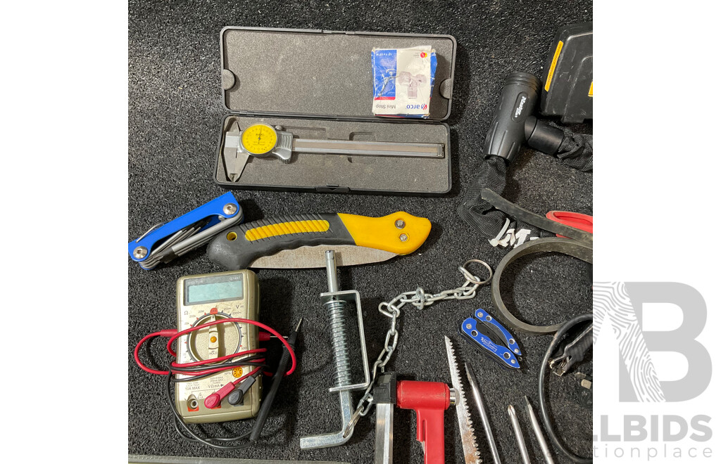 Assorted Household, Automotive and Electrical Tools, Including DREMEL (Model 300) Rotary Multi Tool, DEWALT Socket Set and Others