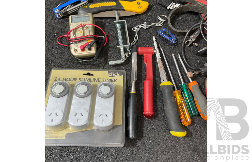Assorted Household, Automotive and Electrical Tools, Including DREMEL (Model 300) Rotary Multi Tool, DEWALT Socket Set and Others