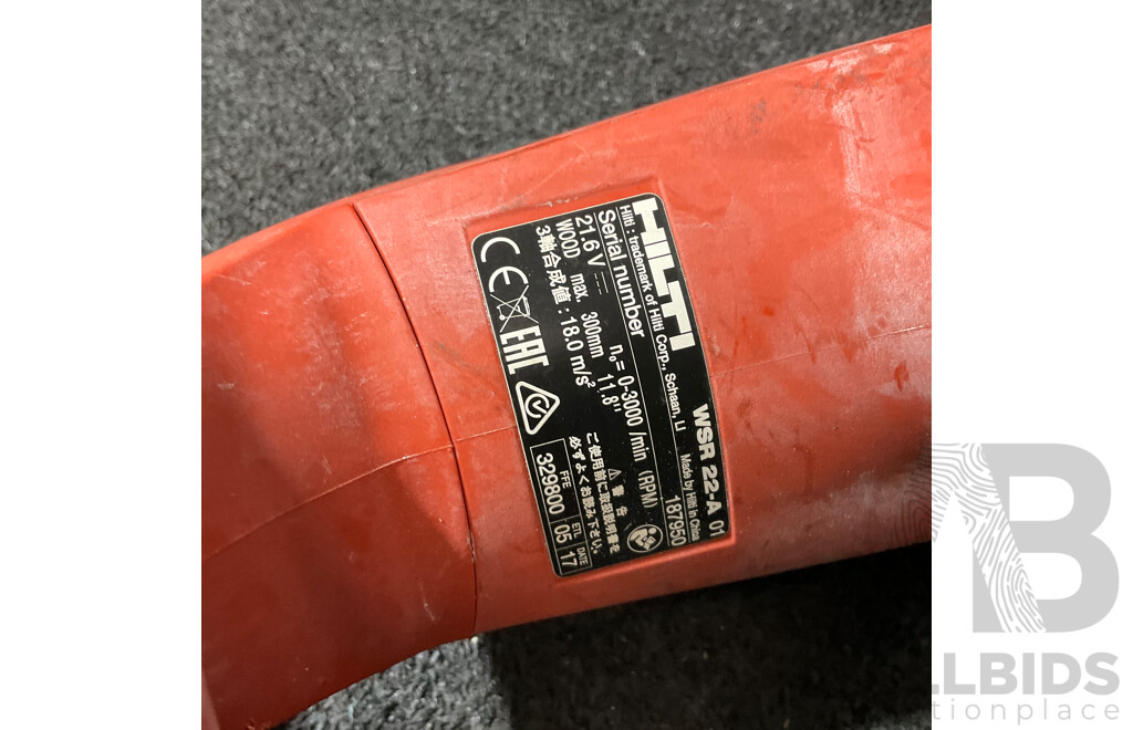 HILTI 22V Recipricating Saw (WSR 22-A) with 5.2Ah Battery