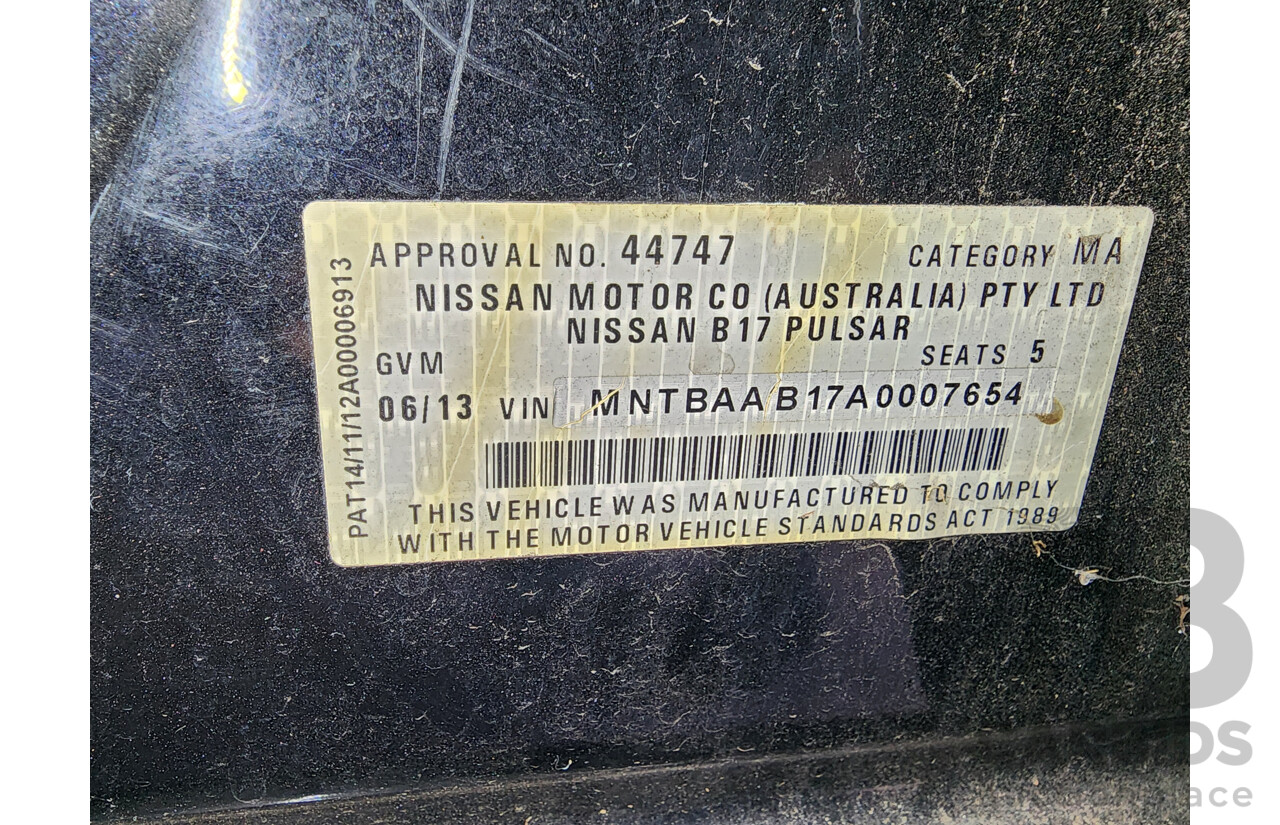 06/2013 Nissan Pulsar Ti B17 4d Sedan Black 1.8L
