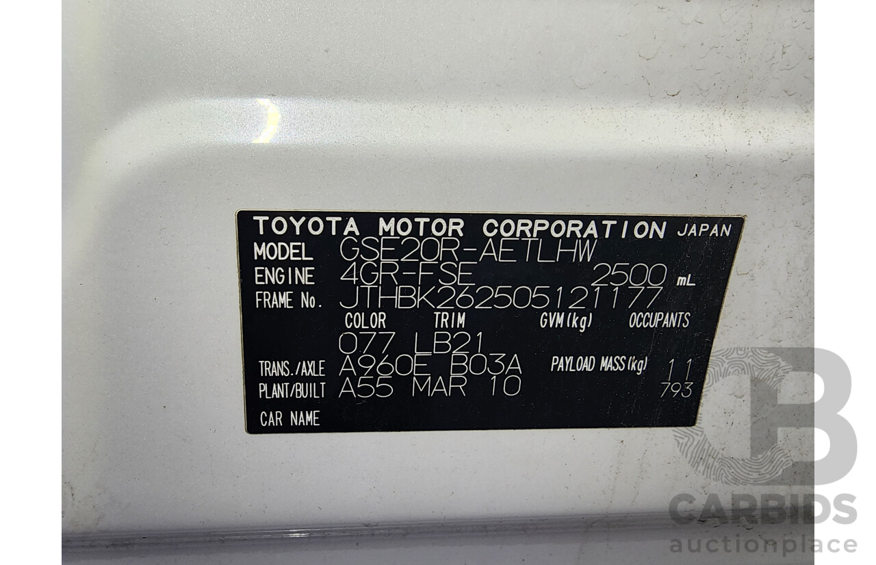 04/2010 Lexus Is250 Prestige GSE20R 09 UPGRADE 4d Sedan Silver 2.5L